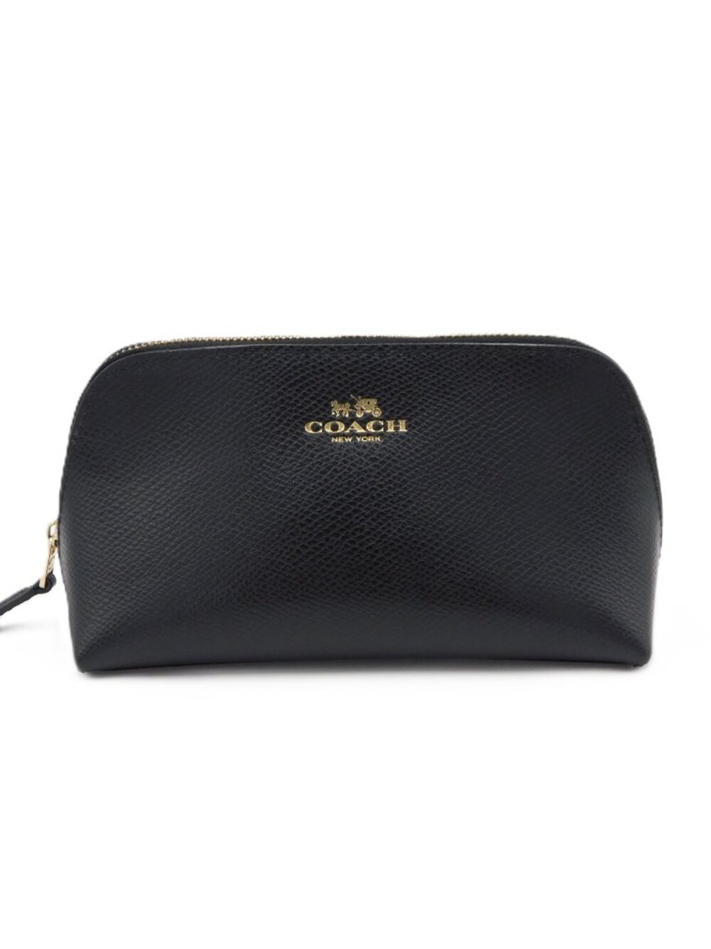 Coach Black Textured Leather Zip Cosmetic Pouch Makeup Bag w/Gold Logo | EUC - Picture 10 of 10